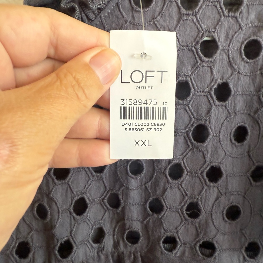 LOFT Charcoal Blue Eyelet Top - Picture 2 of 3